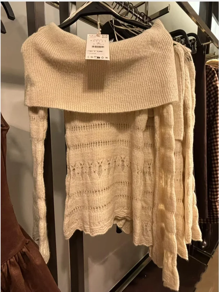 Sweet Sle Knitted Sweater oulder Bared Long Sve One oulder Design Faionable Winter New Arrival Women's Premium Kni...