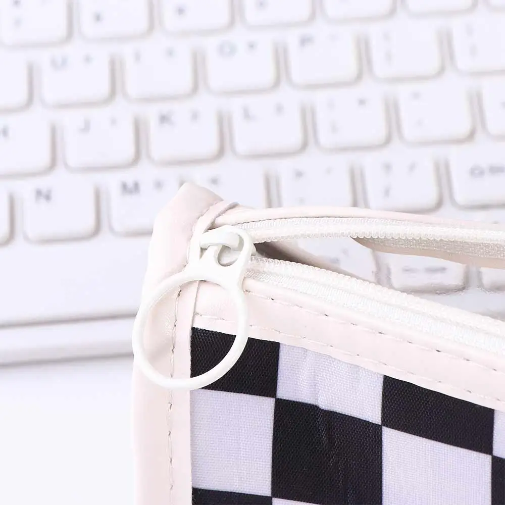 Transparent Checkerboard Pattern Pen Case PVC Waterproof Kids' Pencil Cases Creative Cassic style Lattice Pencil Bag