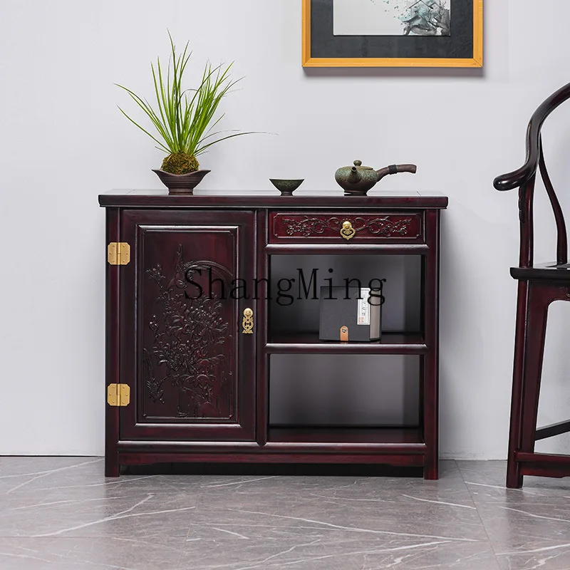 CL mahogany furniture blood sandalwood tea cabinet Chinese antique living room solid wood corner storage cabinet