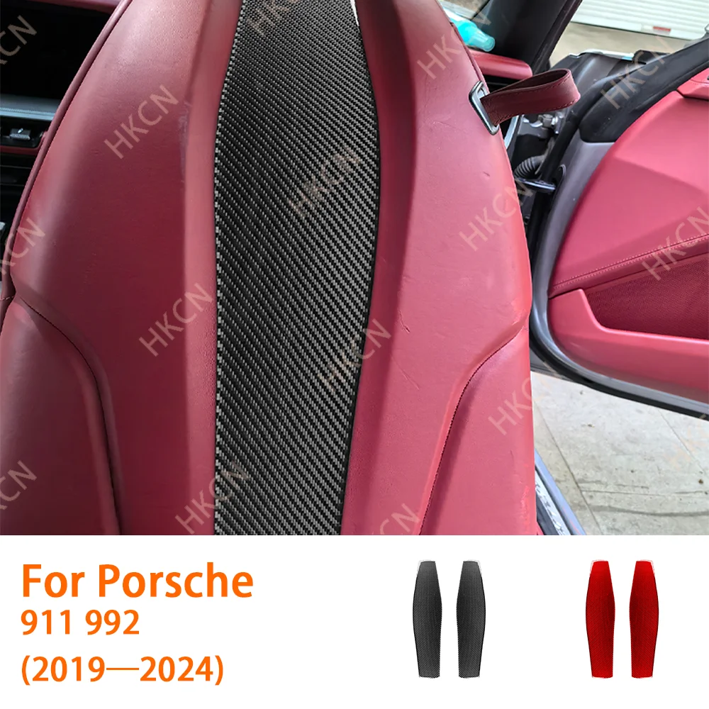 

HKCN For Porsche 911 992 2019—2023 Carbon Fiber Seat Backrest Panel Car Interior Accessories Cover Trim Modified Sticker Decal