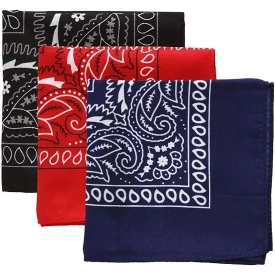 

Large Bandana Headband - Handkerchief Bandanas for Women & Men - Cowboy Scarf & Durag Pack, Brb