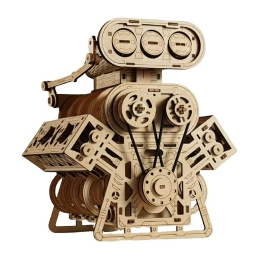 

Деревянный 3D-конструктор двигателя V8 для взрослых с рабочим мотором, коричневый, развивающий STEM-подарок для хобби