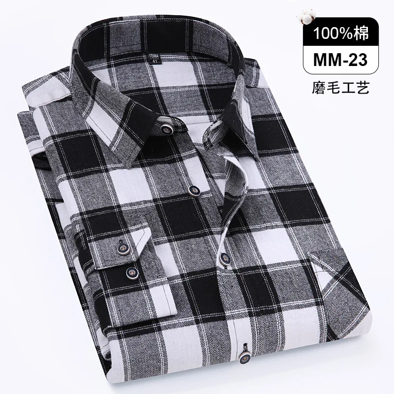 Men's shirt long sleeve  10XL 11XLspring summer extra size 160kg100% cotton wool plaid non-ironing anti-wrinkle business casual