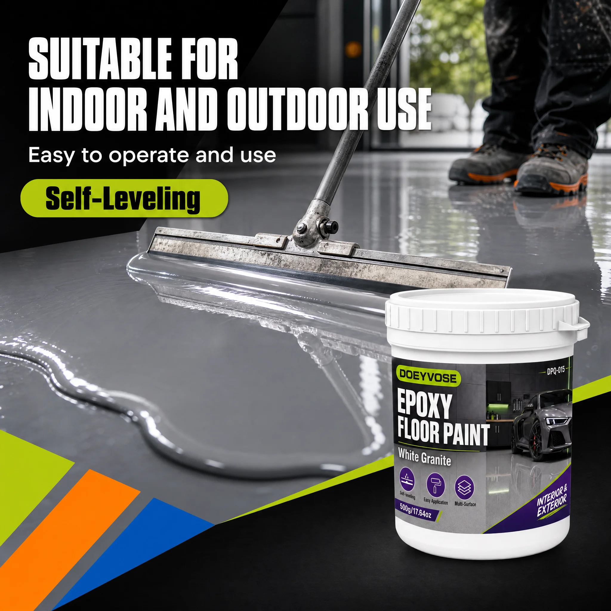 500g Gray Matte Epoxy Resin Paint for Cement Floor Interior Renovation