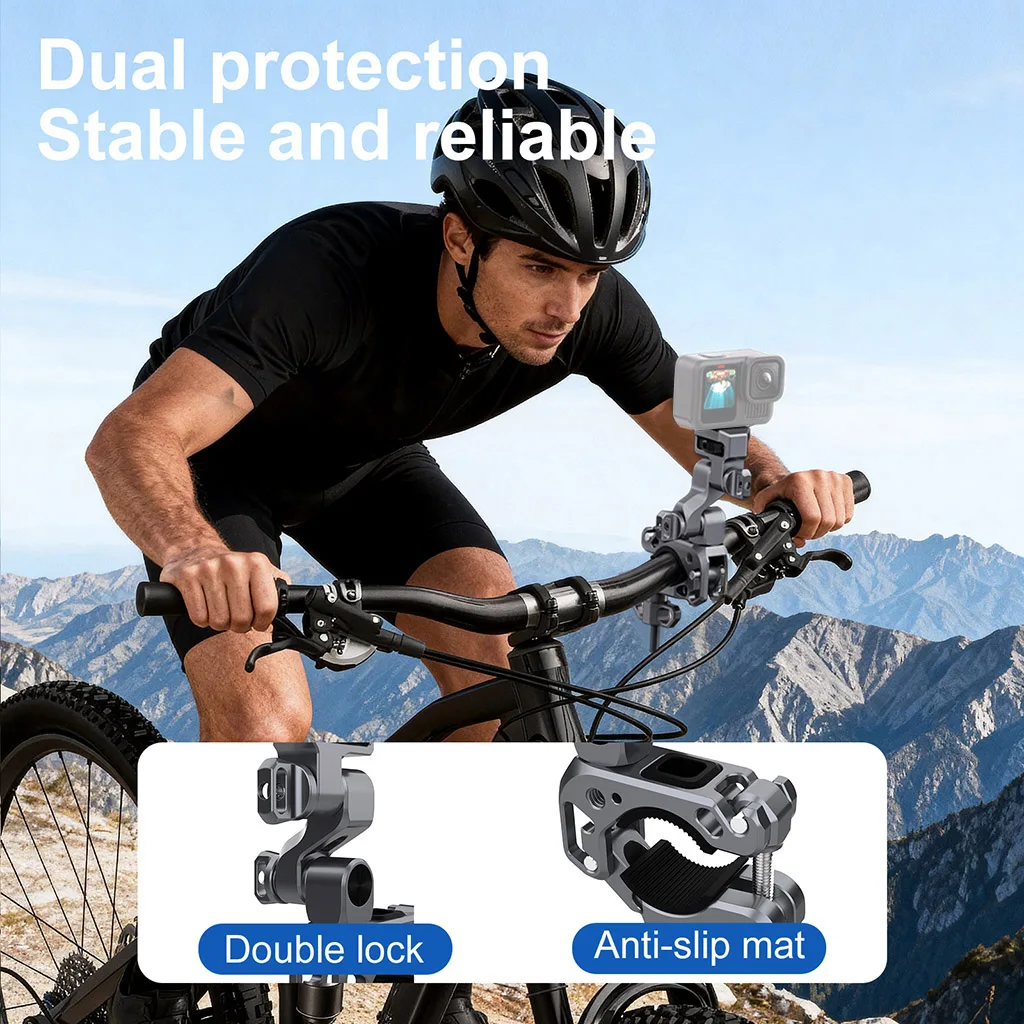 Silikon-Metall-Fahrrad-Actionkamera-Halterung mit Rutschfestem Lenkerbefestigungssystem 360° ° Drehbarer Halter für GoPro13 DJI Pocket 3/4 für Insta360 X5 Kamera – Detail 13