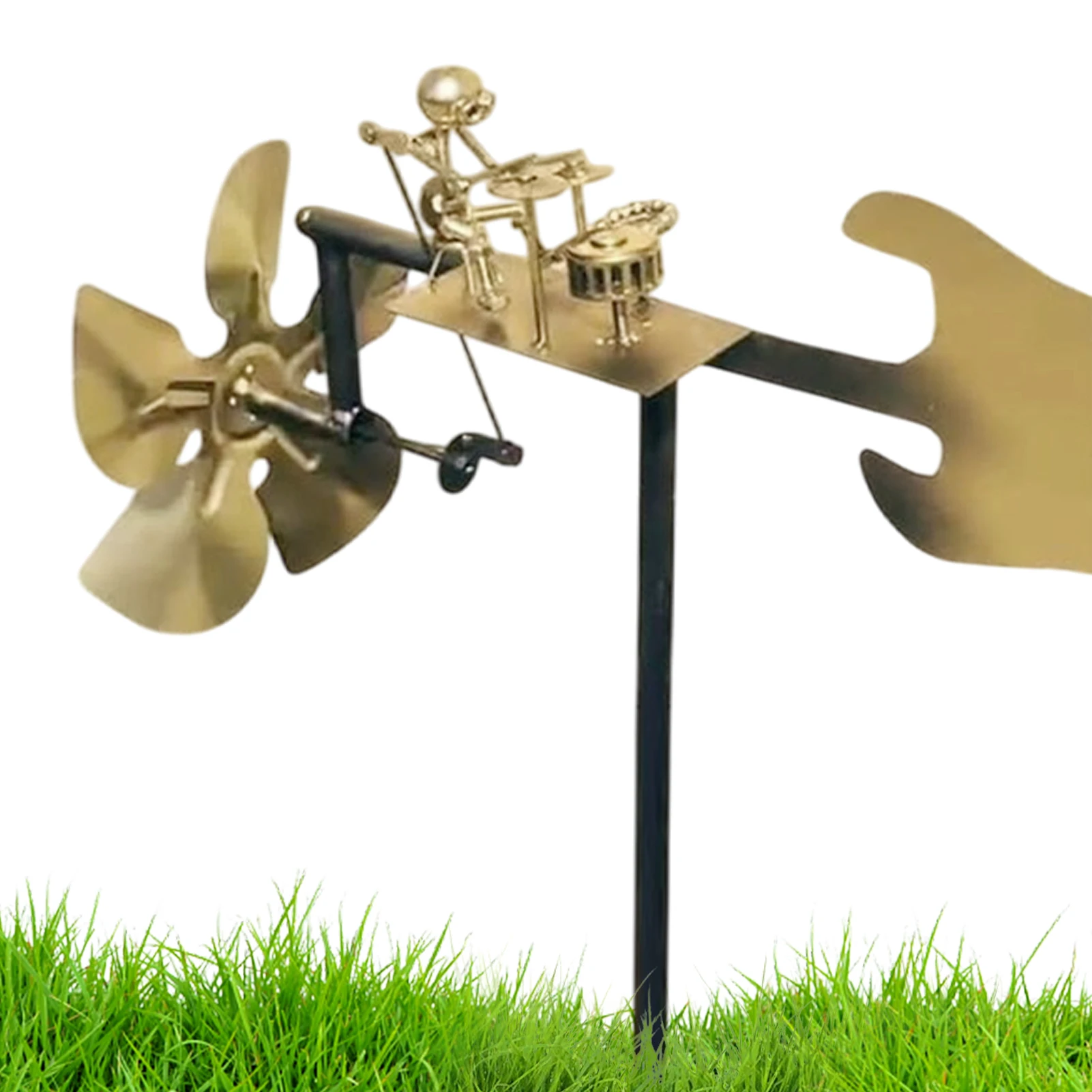 

Handmade Metal Drummer Windmill Statue Decorative Wind Power Rock Art Statue for Garden Yard Patio Lawn Porch Backyard