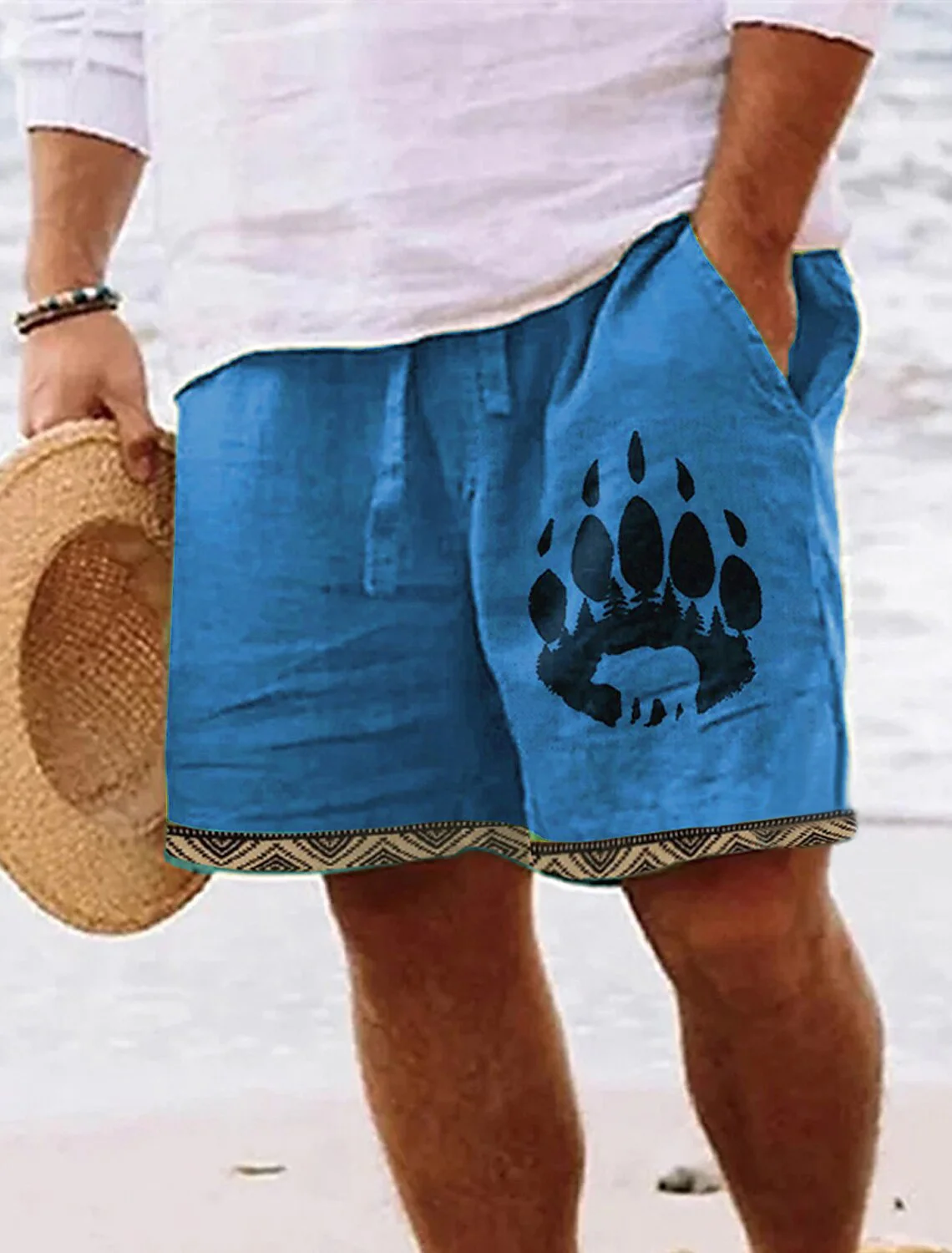 2024 New Men\'s Retro Bear Paw 3D Printed Shorts Men\'s Summer Breathable Retro Shorts Fitness Street Shorts Men Ropa Hombre