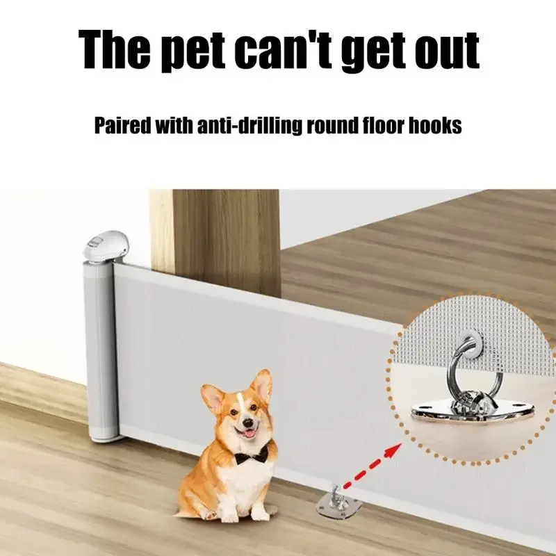 Adjustable Baby Staircases Guard Retractable Meshes Baby Gates for Doorways and Openings Household Dog Barrier Enduring 87HA