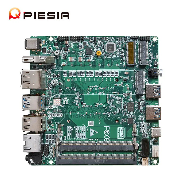 Piesia 12th Gen Core I3 I5 I7 2 LAN 2,5G placa base de PC Industrial I5-1240P 2 DDR5 2 * HD/tipo-c 1 * DP X86 Nano ITX placa base