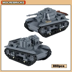 WW2 Military Light Tank 7TP Artillery Armored Vehicle Army Weapon MOC Building Blocks Model Kid's Technology Bricks Toys Sets