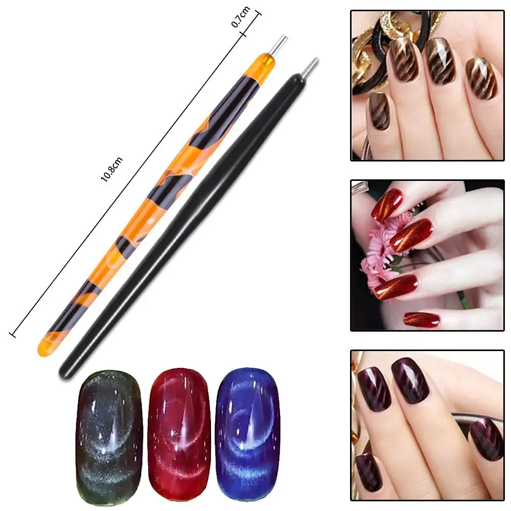 YIKOOLIN 3D Cat Eyes Magnet Magnetic UV Gel Nail Polish Magnet Pens Set Flower Ombre Design Double Head Magnet Stick Manicure view 4