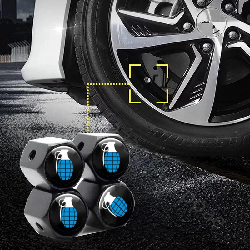 4Pcs/set Anti-theft Metal Car Wheel Tire Valve Caps Tyre Rim Stem Covers Airdust Waterproof For Automobile Motorcycle Truck Bike