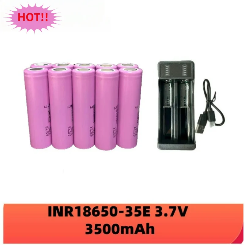 Free Shipping 2024 Original for 18650 3500mAh 25A Discharge INR18650 35E 3500mAh Li-ion 3.7v Rechargable batteries 18650 Battery