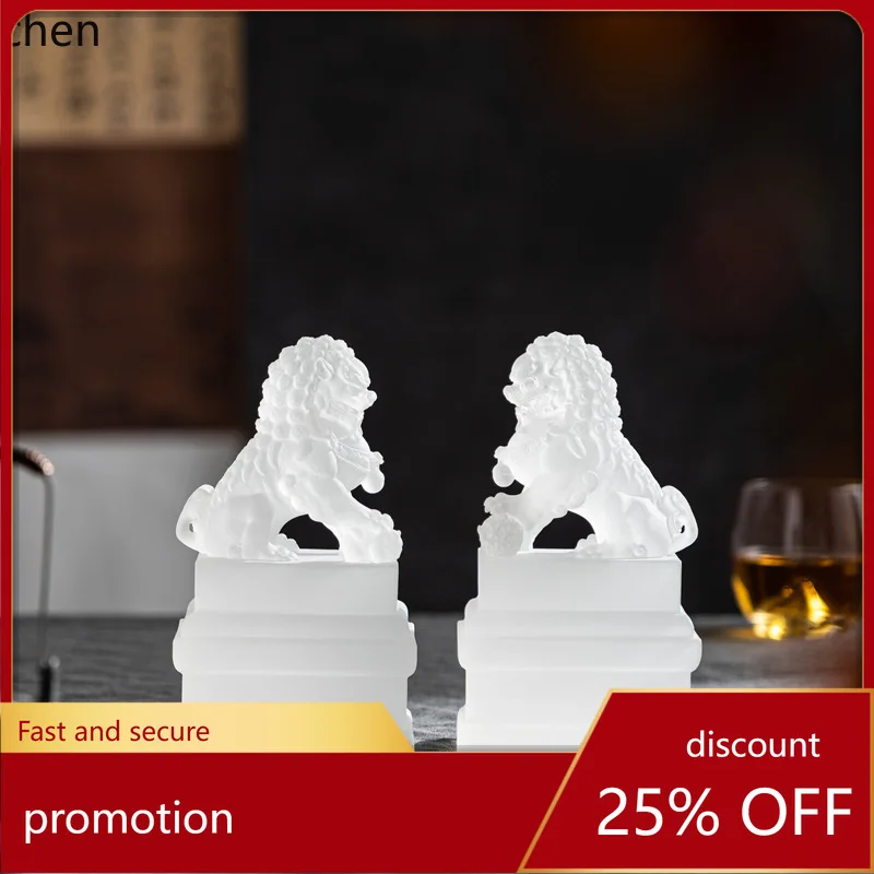 

HXL Transparent Lion Zen Ornament Vintage Curio Shelf Study Tea Room Soft Decoration