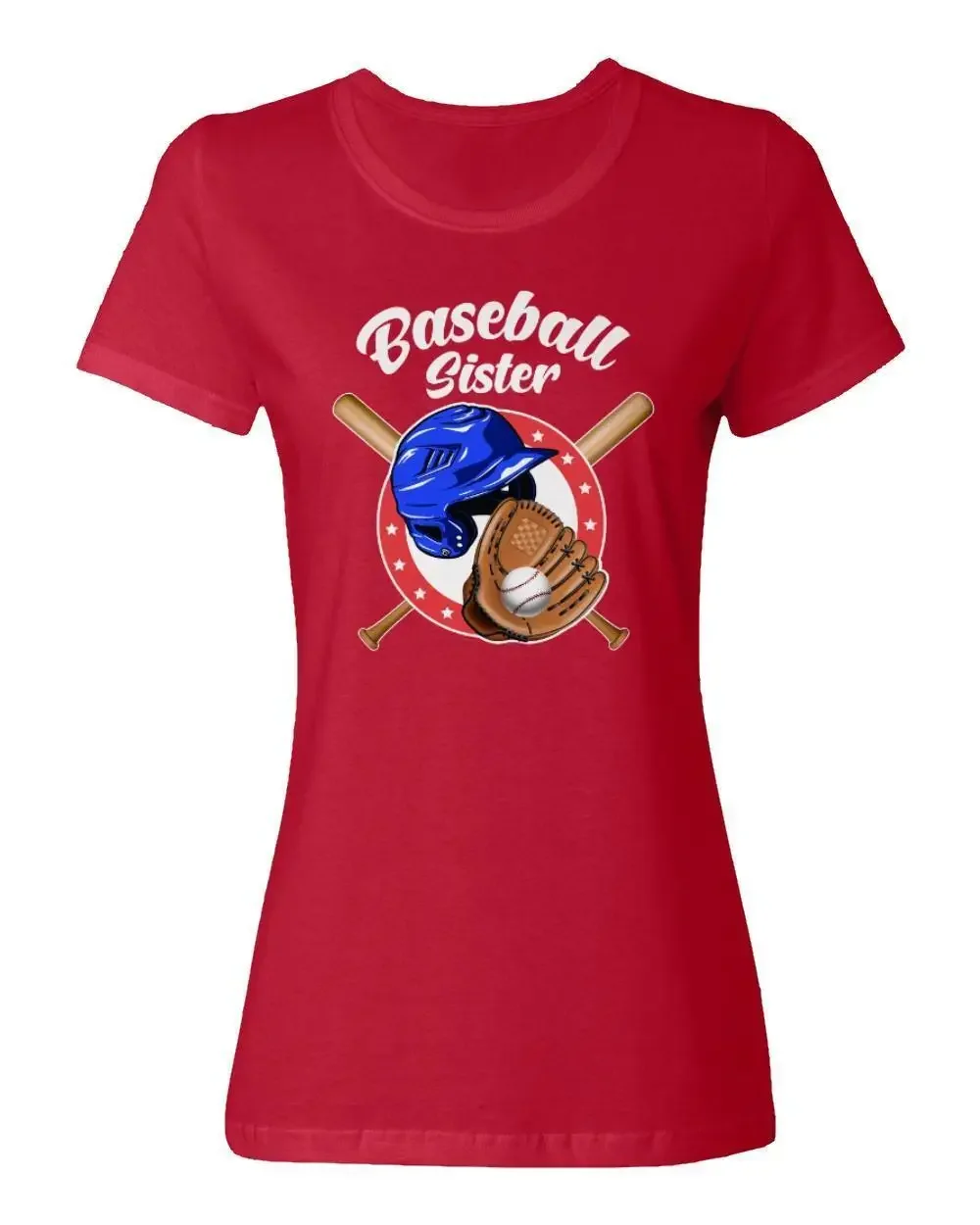 Baseball Sister Awesome Sport Supporter Fans Gift Ladies' Crewneck T-Shirt