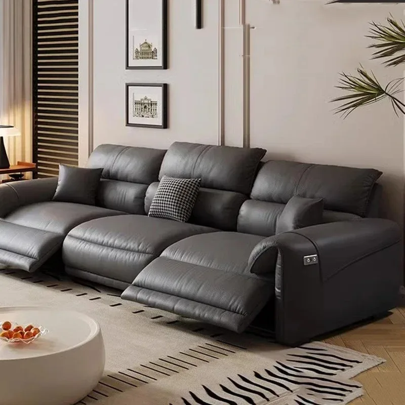 أرائك غرفة المعيشة الحديثة عالية الظهر مسند الذراع تصميم صالات فاخرة أريكة كهربائية حديثة كبيرة الحجم أثاث عصري من الشمال Divano #2