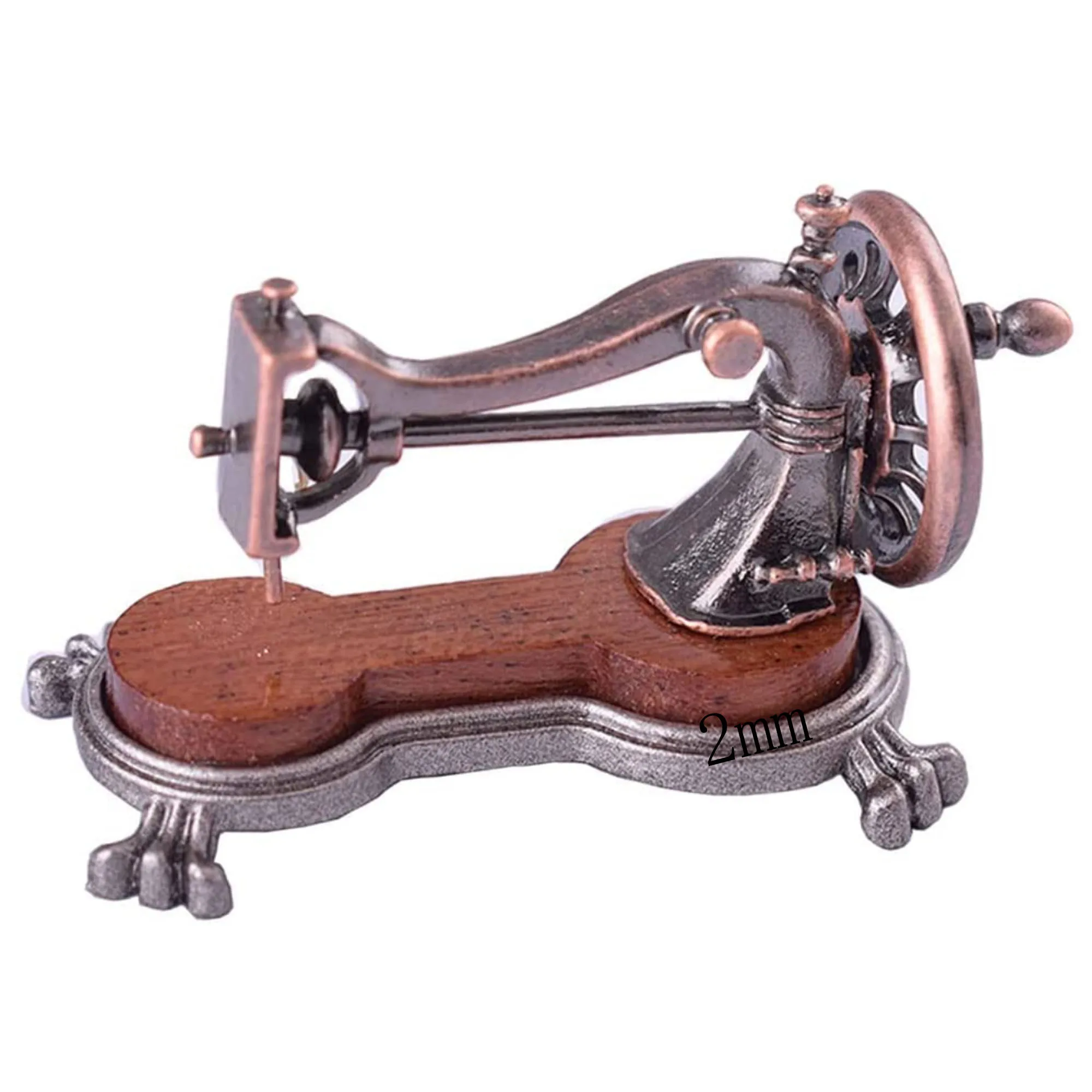 Vintage Mini Bronze Metal Sewing Machine Toy Dollhouse Decorations Miniature Furniture Exquisite for Mothers Day Grandma Gifts