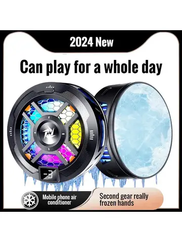 2024 NEW SL18 Mobile Phone Magnetic/ Back-Clip 2 In 1 Semiconductor Radiator with RGB Light for IOS Android PUBG LOL Game Cooler