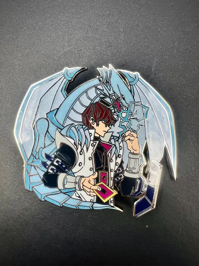 Seto pharaon magicien dieu égyptien bleu blanc Dragon broche en émail dur