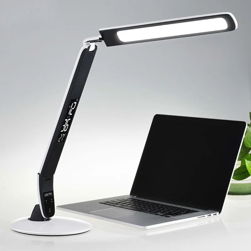 

High Bright Desk Table Lamp Phone Charge 3 Level Diammable Lcd Time Calendar Temperature Read Drawing Stand Table Light