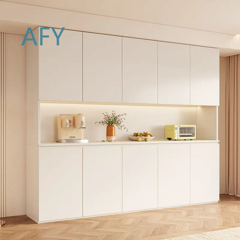 Modern Minimalist Wall Mounted Sideboard Cabinet for Living Room Dining Room Kitchen Storage Furniture with Integrated Design