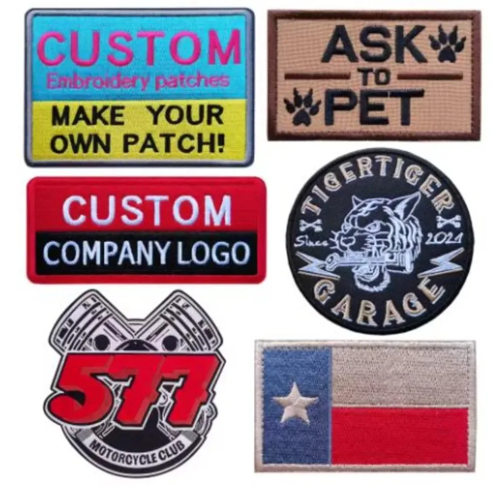 Toppe ricamate personalizzate per abbigliamento Zaino Logo fai da te Badge Applique Patch Etichetta ricamata personalizzata con il tuo design