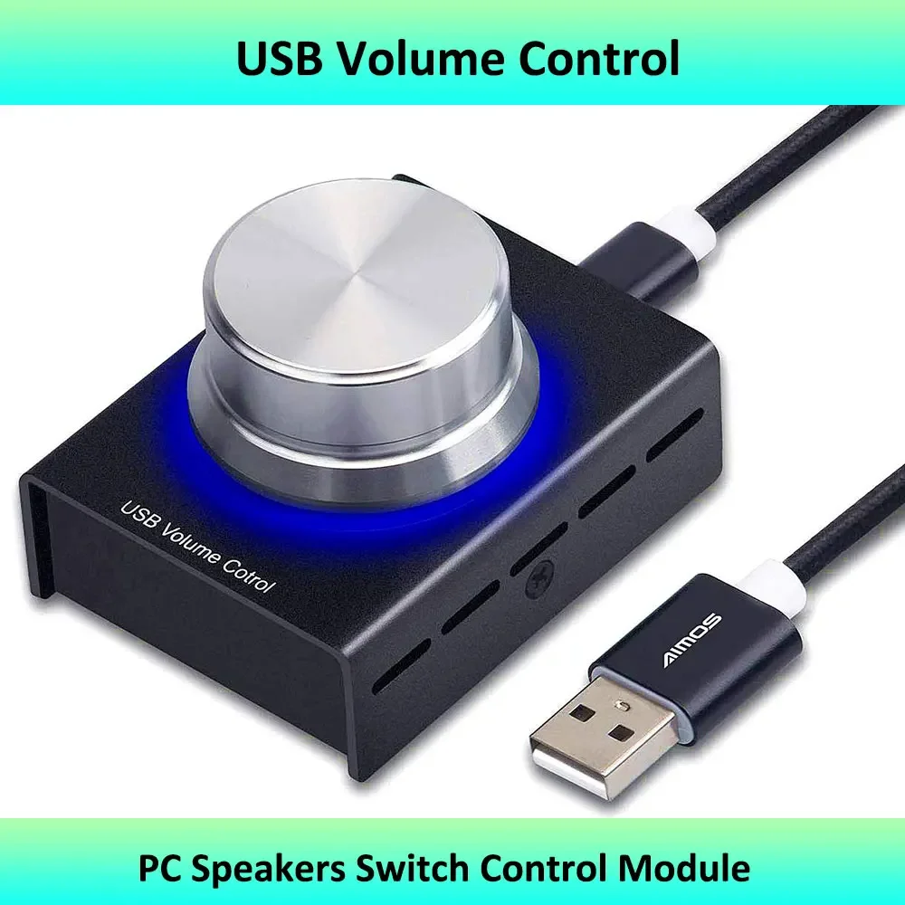 

AIMOS USB Audio Volume Controller, Adjuster Rotary Control Knob Computer Speaker Control Switch For Win7/8/10/XP/Mac, Android