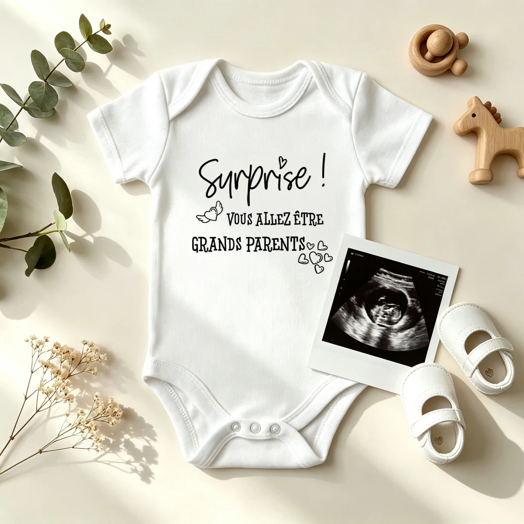 Surprise Grandparents Baby Announcement Newborn Bodysuit Infant Summer Jumpsuits Pregnancy Reveal Clothes New Grandparents Gifts
