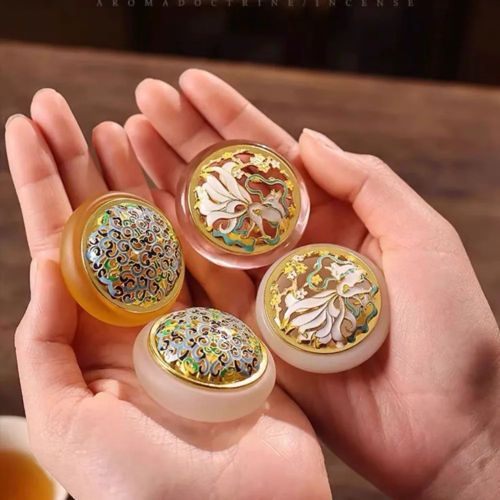 

Glass Jade Plate Mini Glaze Jade Incense Burner Sandalwood Ornament Home Decoration Mini Aroma Burner Hollow Aromatherapy Stove