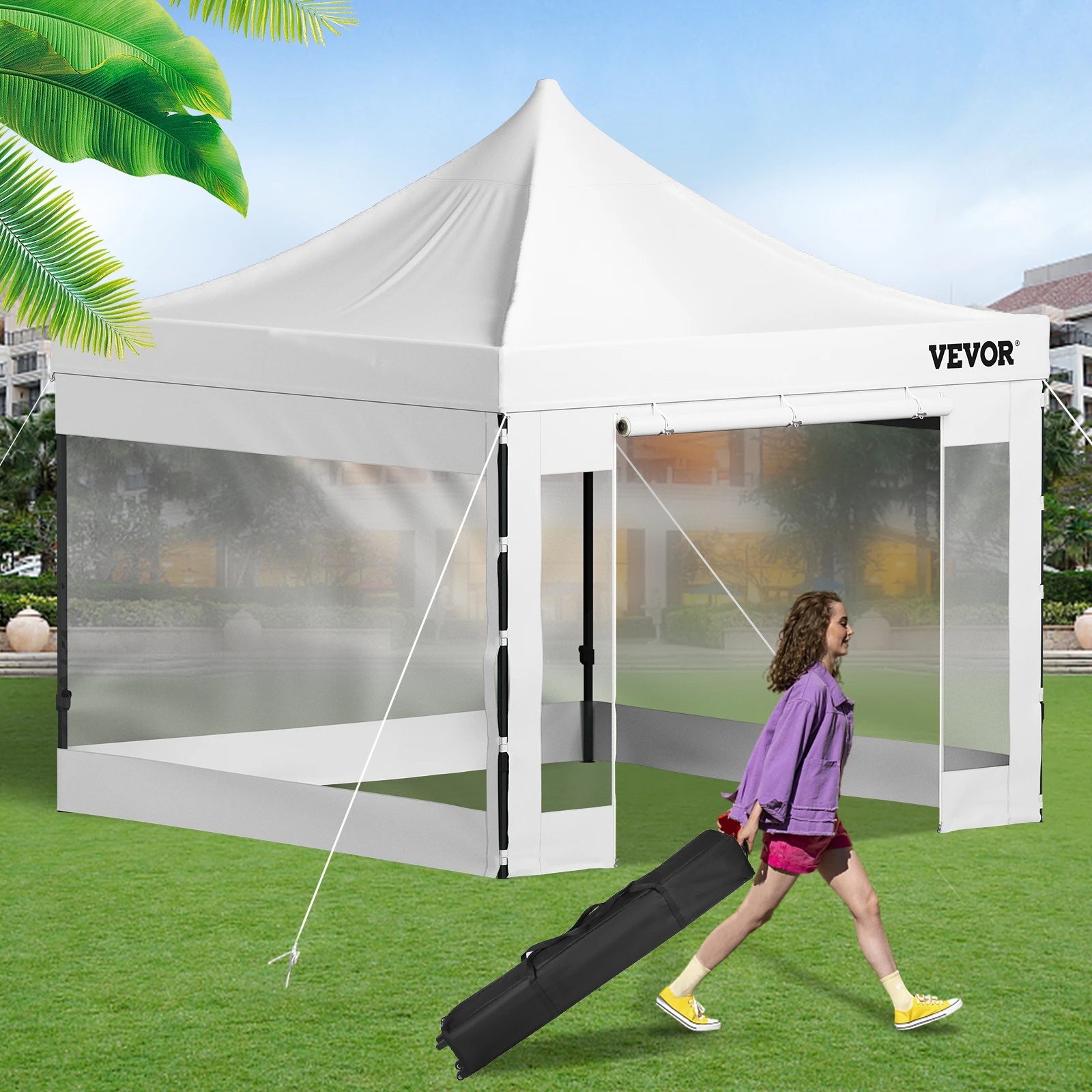 

VEVOR Pop Up Canopy Tent 10x10FT Outdoor Patio Gazebo Tent w/Removable Sidewalls Instant Gazebo Shelter UV 30+ for Yard/Camping