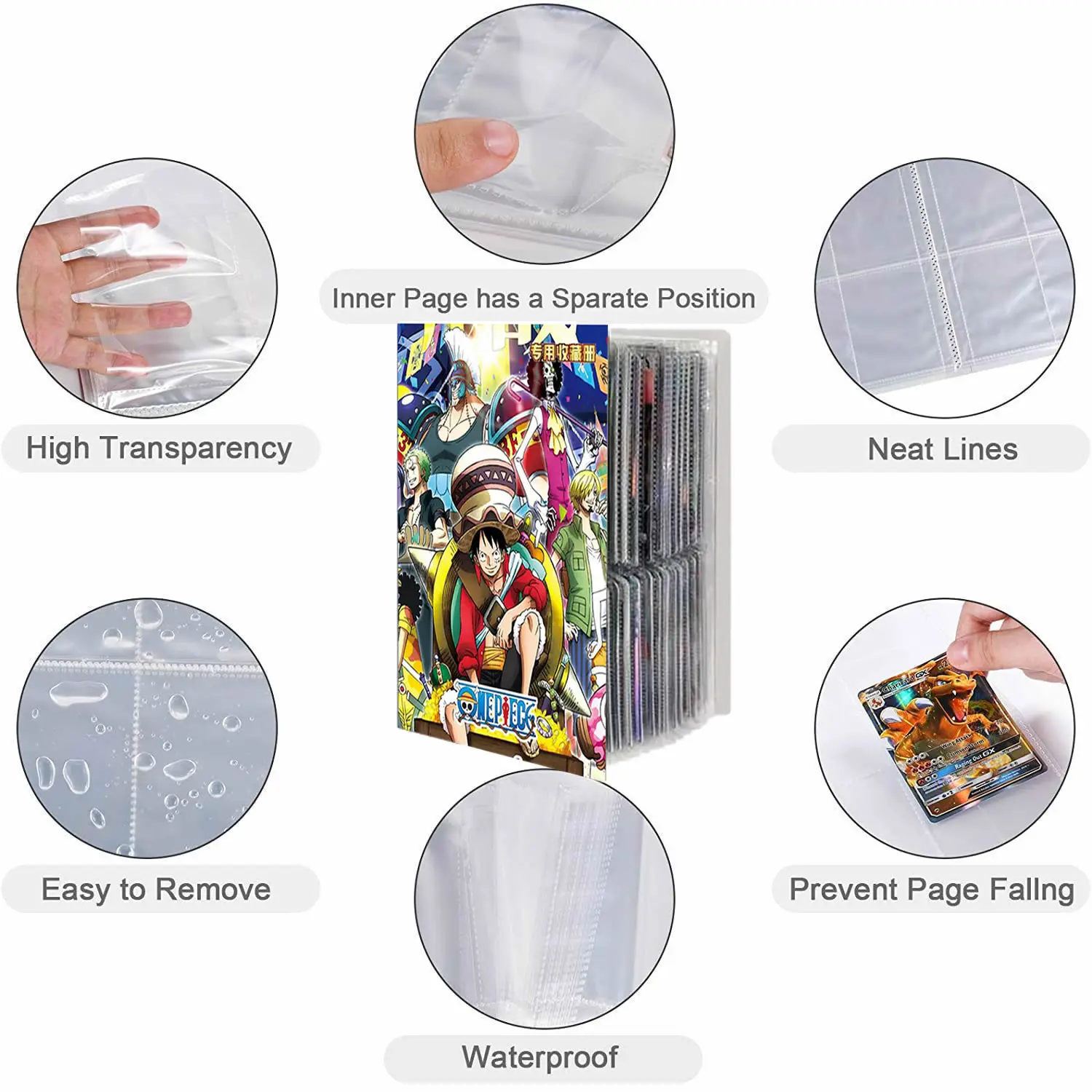 160pcs Anime One Piece Album Cards Holder Binder Cards Map Book Bandai Game Cartoon Collection Folder Kids Toy Gift