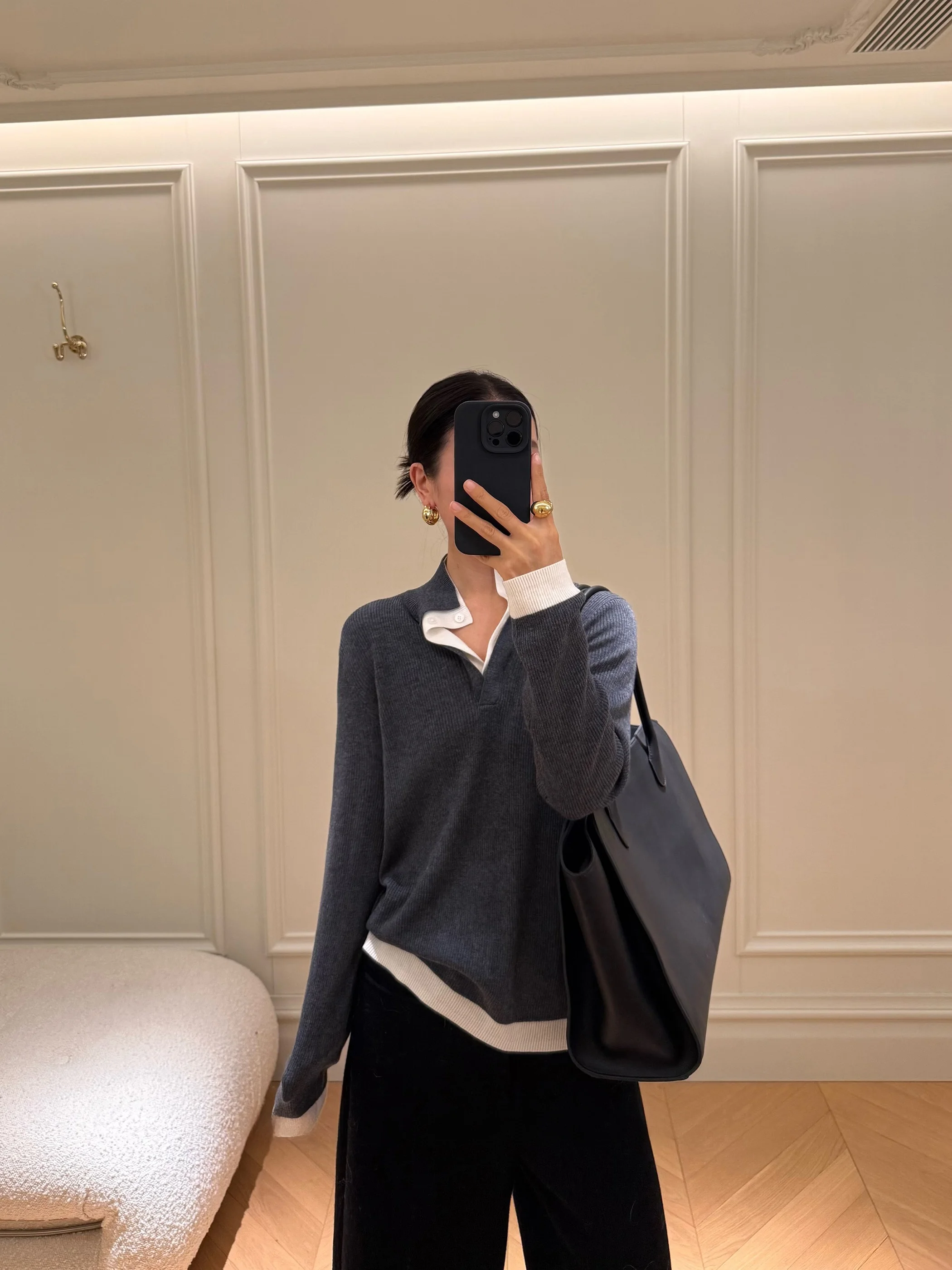 

Повседневный топ из шерстяной смеси DALII OFFICIAL, двусторонний, с эффектом двухслойности, воротник-стойка, для повседневной носки, женский трикотаж