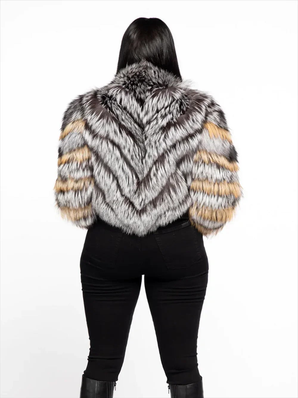 Short Red Fox Fur Jacket With Collar Women Luxury Plus Size Female Silver Fox Fur Coat Winter