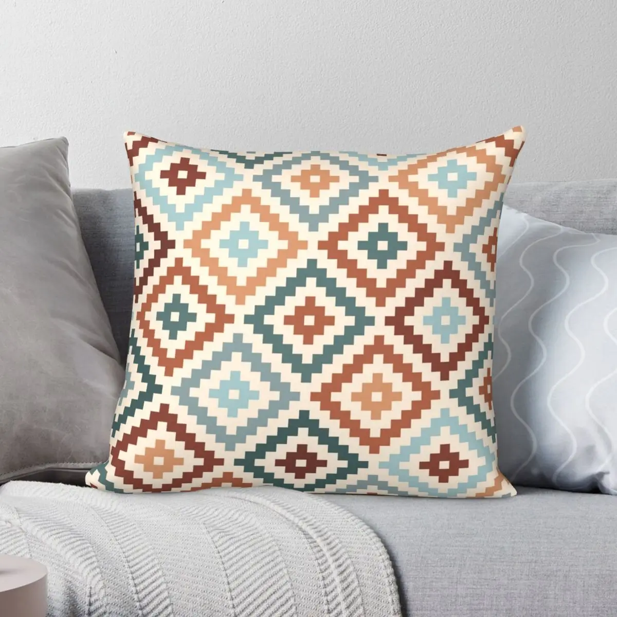 Aztec Symbol Block Ptn TCT Square Pillowcase Polyester Linen Velvet Creative Zip Decor Pillow Case Sofa Seater Cushion Cover