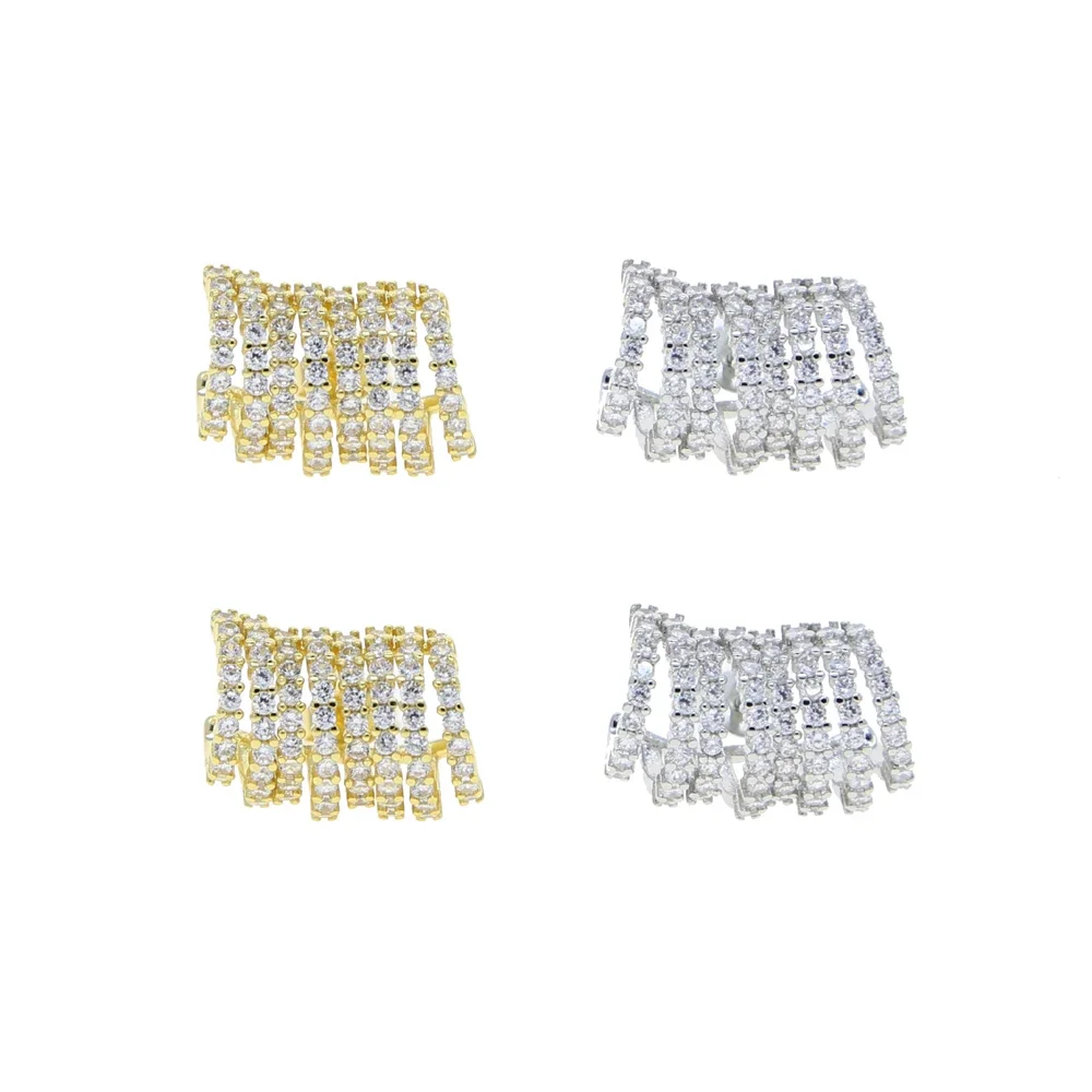 2025 High Quality Micro Pave Bling Cz Cluster Earring Sparking Gorgeous Women Wedding Engagement Gift Jewelry