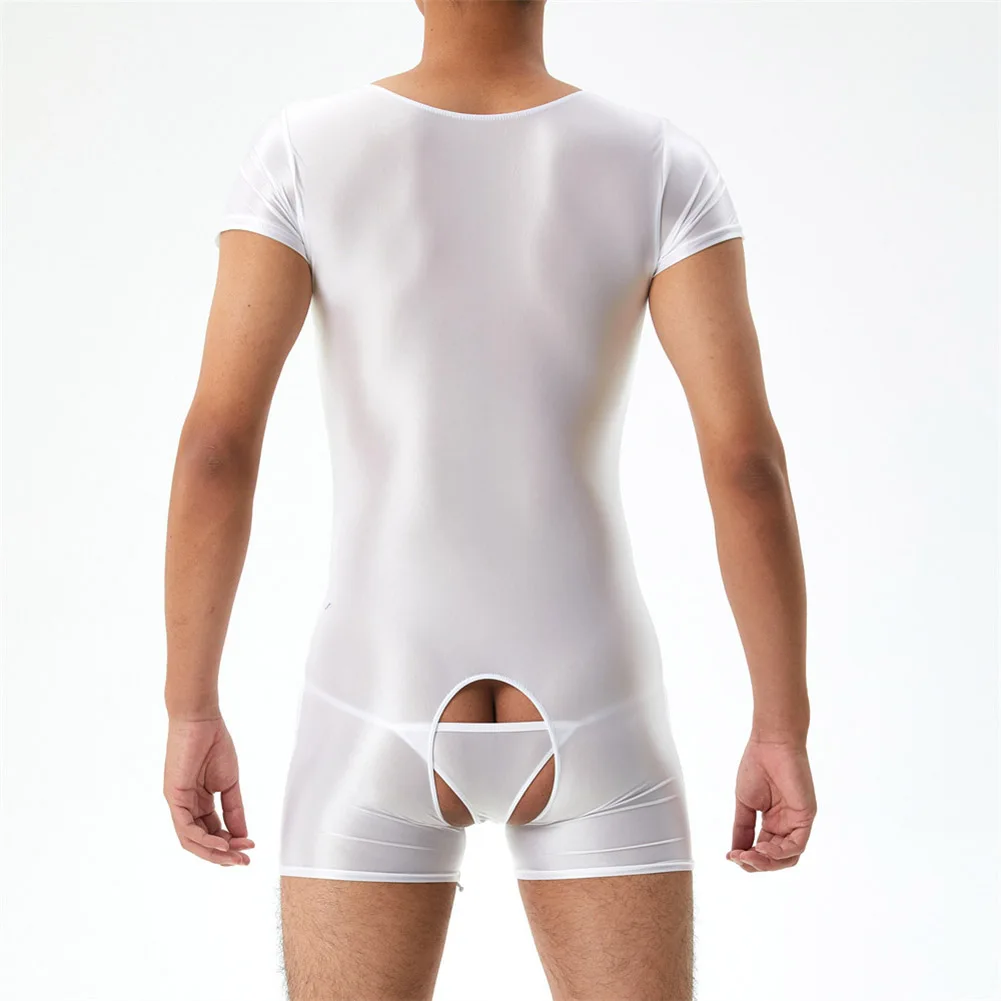 Combinaison Brillante Sexy pour Homme, Slim, Sans Entrejambe, Justaucorps Extensible, Précieux, Ultra-Mince, Sous-Vêtements Transparents, Gay, Séduction, 7.0