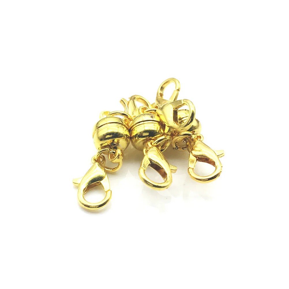 4 PCS Elliptical Magnet Buckles Necklace Bracelet Connector Gold Magnetic Clasps