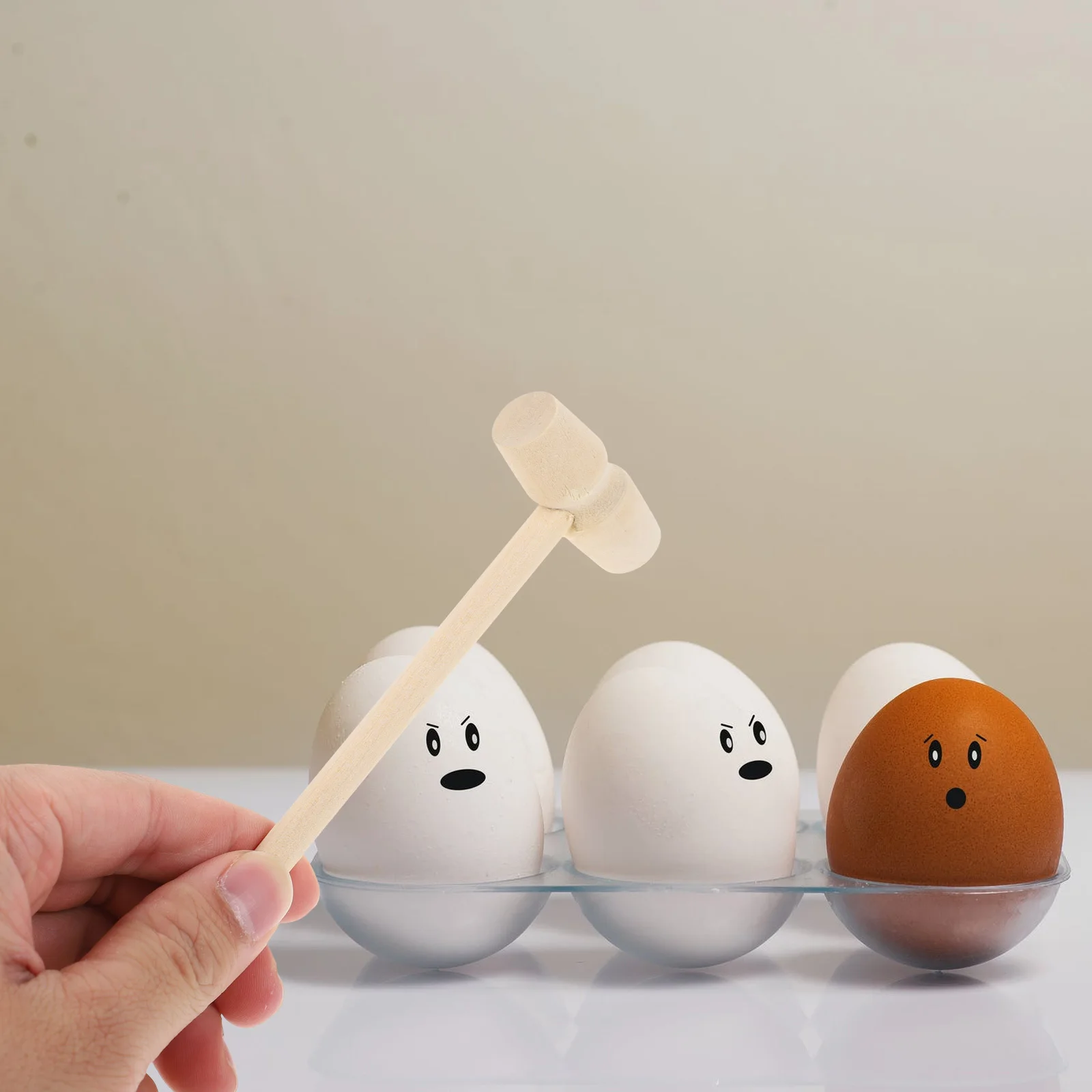 20Pcs Wooden Mini Hammer Ergonomic Handle Burr-Free Safe Use Small Mallet for Kids Activities Cake Tools Game Props Crack Mallet