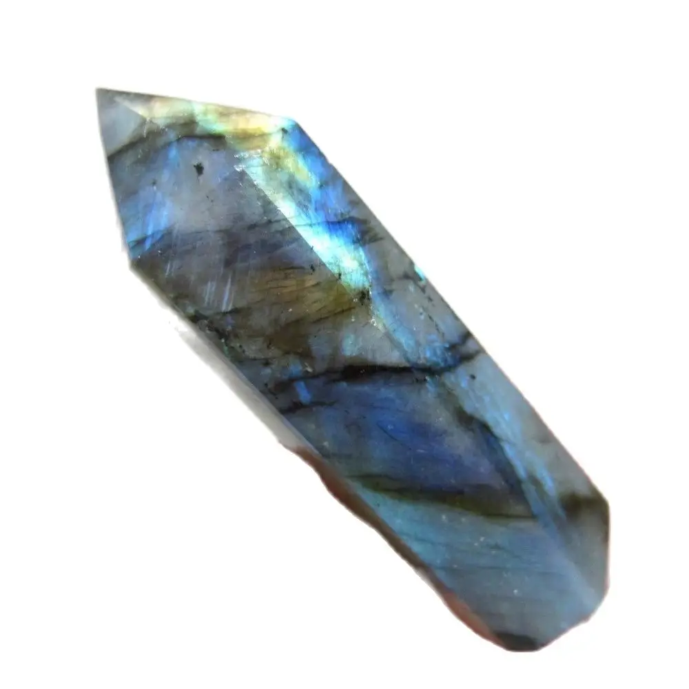 

Natural beautiful labradorite QUARTZ CRYSTAL WAND POINT HEALING