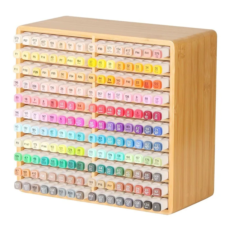 Bamboo Marker Storage Rack Desktop Paint Pen Display Holder Watercolor Brush Organizer for Drawing Stick