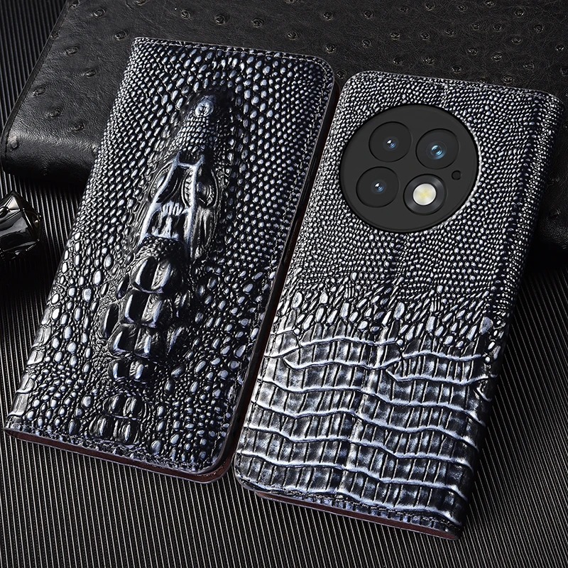 

Ретро 3D чехол-книжка из натуральной кожи с головой крокодила для Oneplus 7 7T 8 8T 9 9R 10 10T 11 11R 12 12R 13 13T 13S 13R Pro Чехлы-чехлы