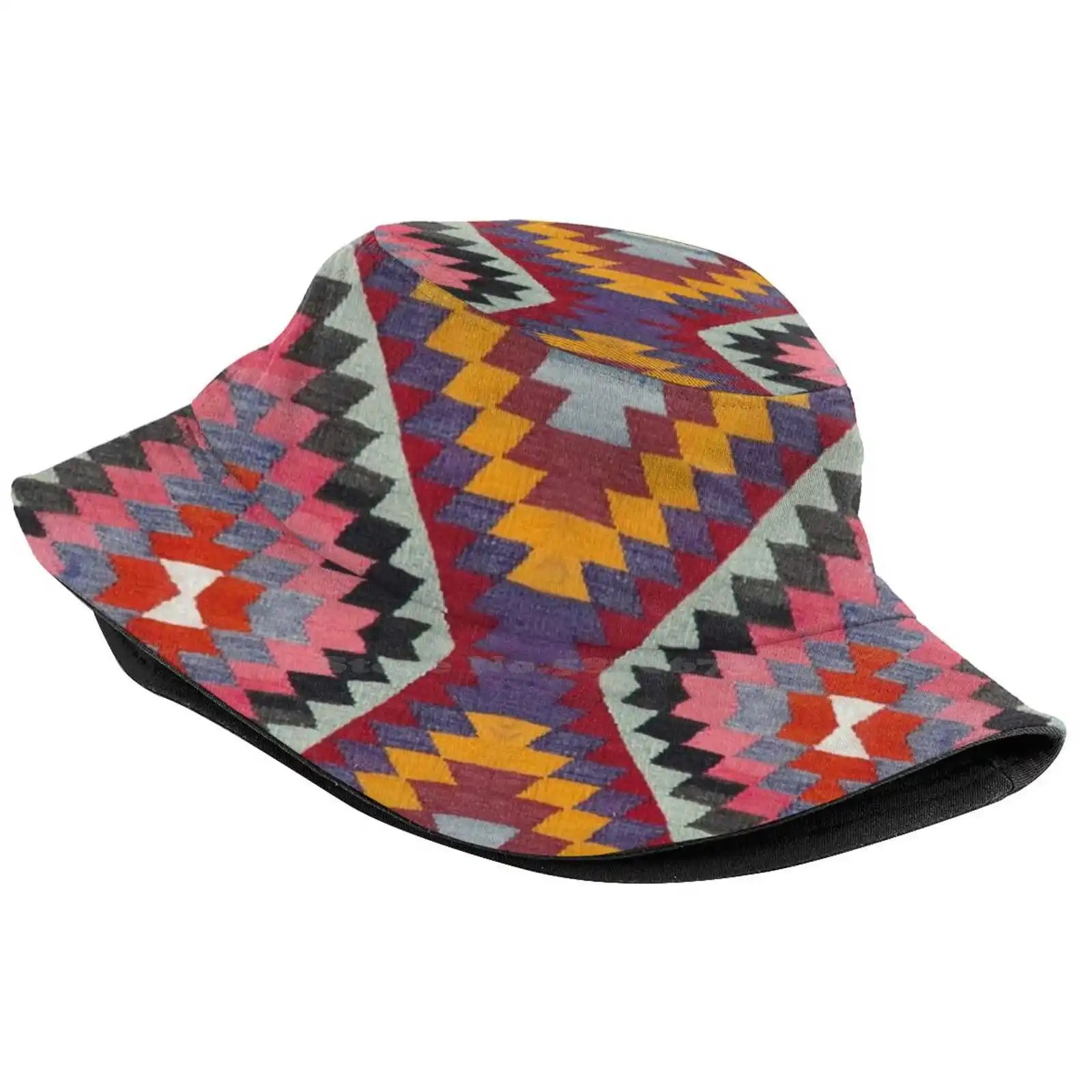 Turkish Kilim Sun Cap Fisherman Hat Bucket Hats Kilim Rug Turkish Bohemian Navajo Pattern Boho