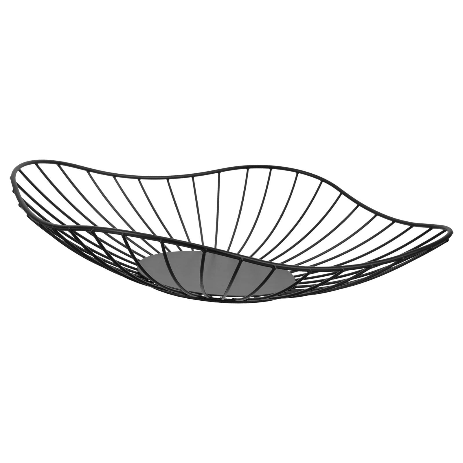 

Lotus Leaf Fruit Basket Kitchen Counter Black Wire Metal Small Size Decor Storage Bowl Snack Tray Vegetable Holder
