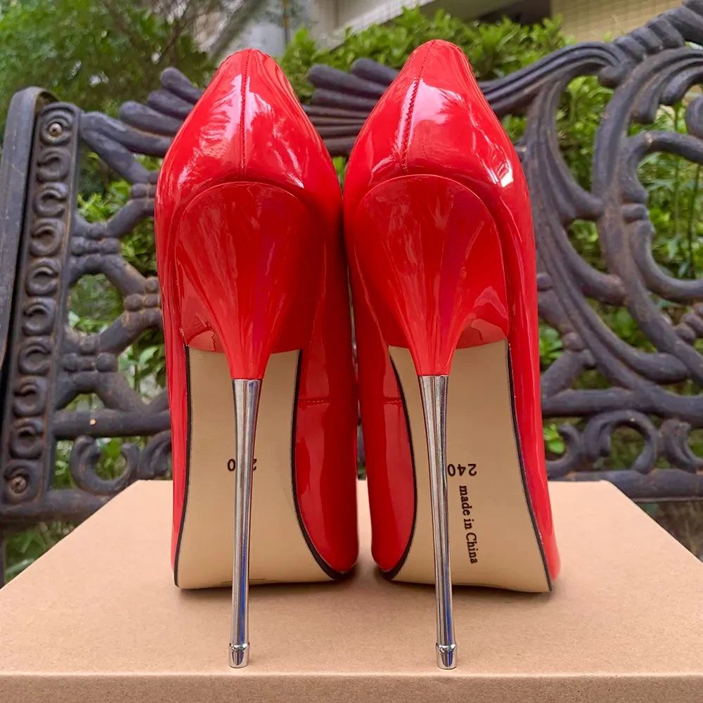 16cm Extreme Metal High Heels Stilettos Sexy Women Red Pumps Fetish SM Model Party Unisex Man Shoes Crossdresser Plus Size46