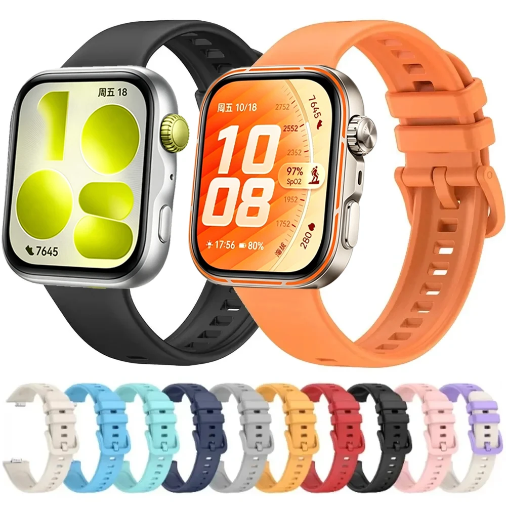 Colorful Buckle Official Silicone Strap For Huawei Watch Fit 5-4 Pro Bracelet wristband For Huawei Watch Fit 3/4/5 Accessories