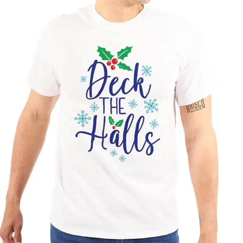 Christmas Song Deck The Halls Mistletoe Snow Womens or Mens Crewneck T Shirt Tee