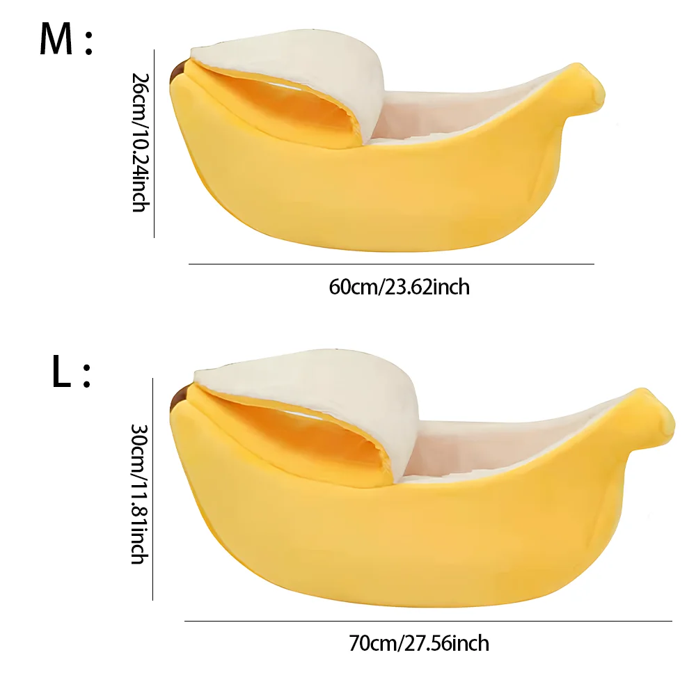 Pet Banana Style Covered Bed, Winter Summer No-Pillow Cat Dog Bed, 4-Season Dog Sleeping Nest, 1PC view 2