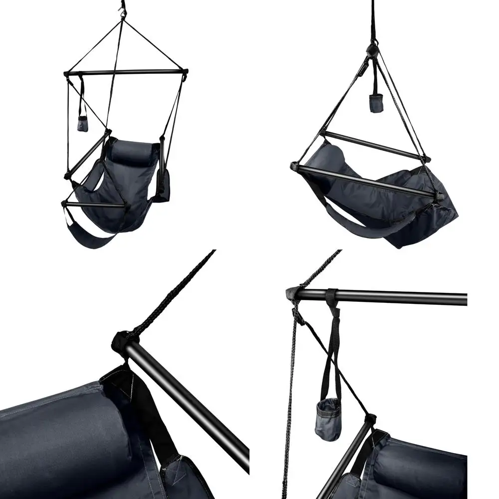 

Aluminum Hammock Chair Black Outdoor Swing Seat for Relaxation and Comfort