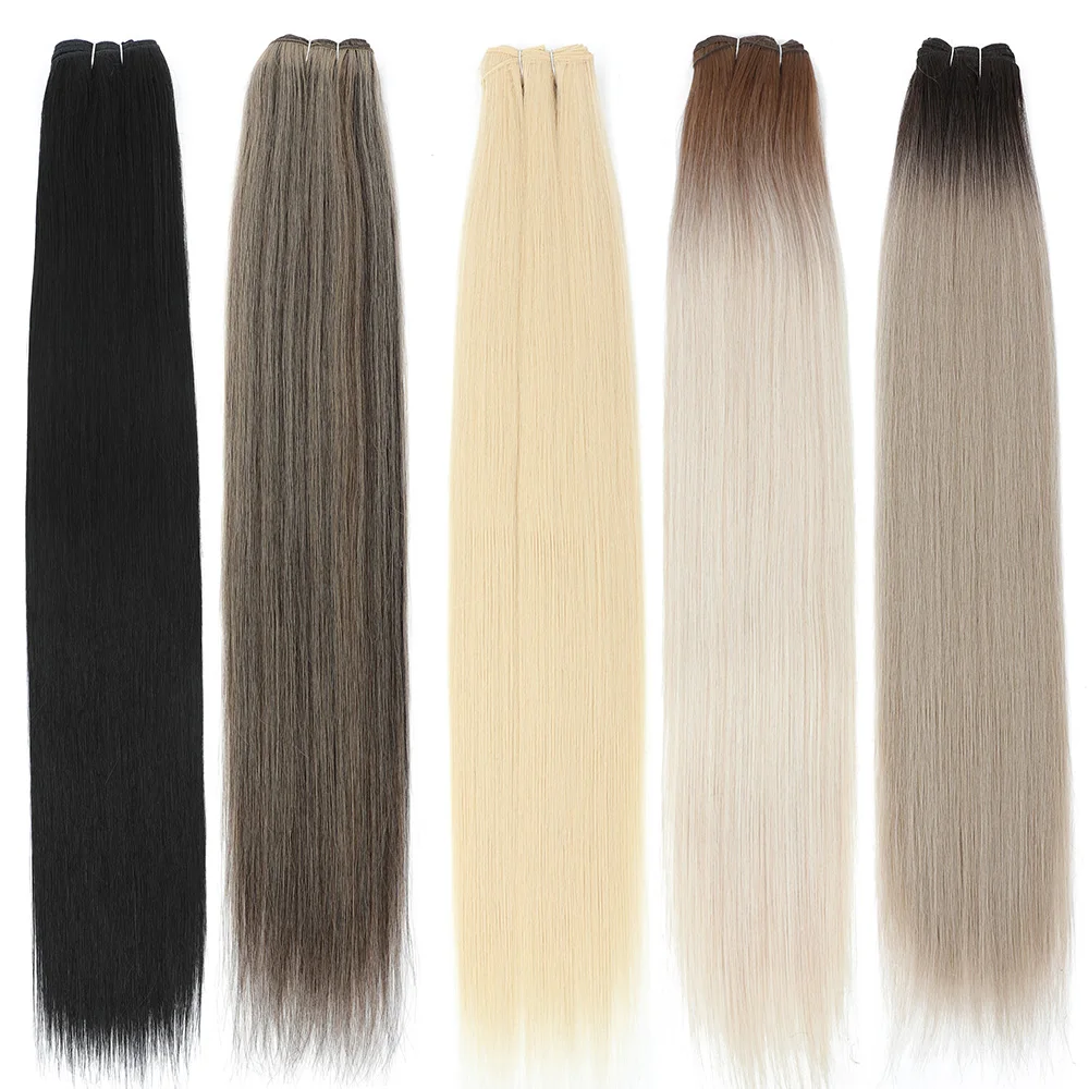 

36 inches Synthetic Hair Weft Extensions 200g Piano Blonde Brown Chestnut #613 M618 Thick Silky Straight Hair Weave Bundles