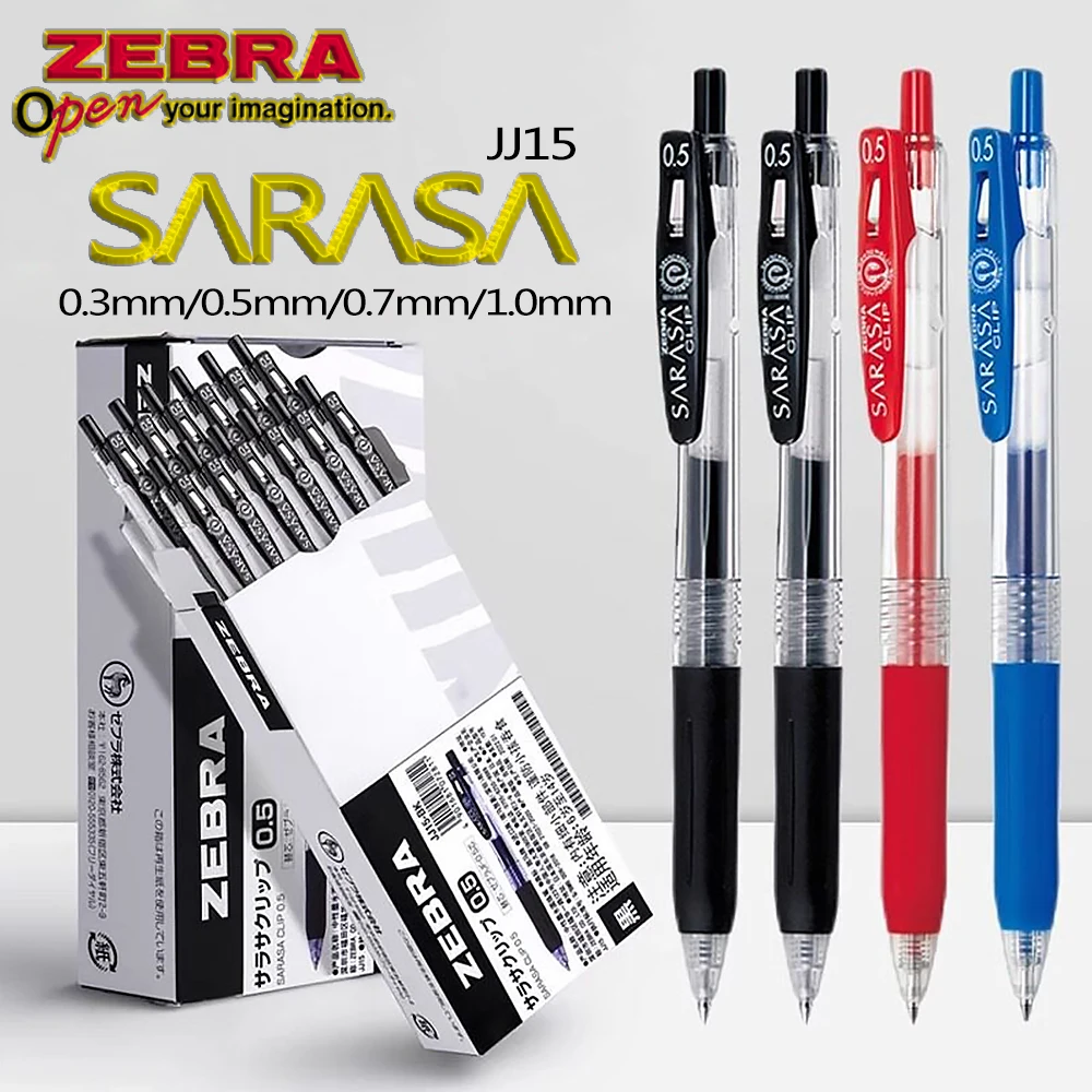 10PCS Japan ZEBRA SARASA CLIP Gel Pens JJ15 Quick drying ink 0.3mm/0.5mm/0.7mm/1.0mm Kawaii School Supplies Stationery Cute Pens